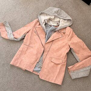 - Fate Moto Jacket Detachable Hood Blush Gray Fashionable OOTD NWOT MED
